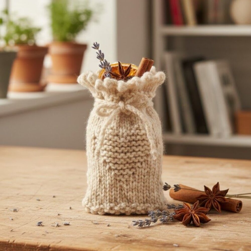 Refillable Hand-Knitted Heart Sachet Gift Pouch